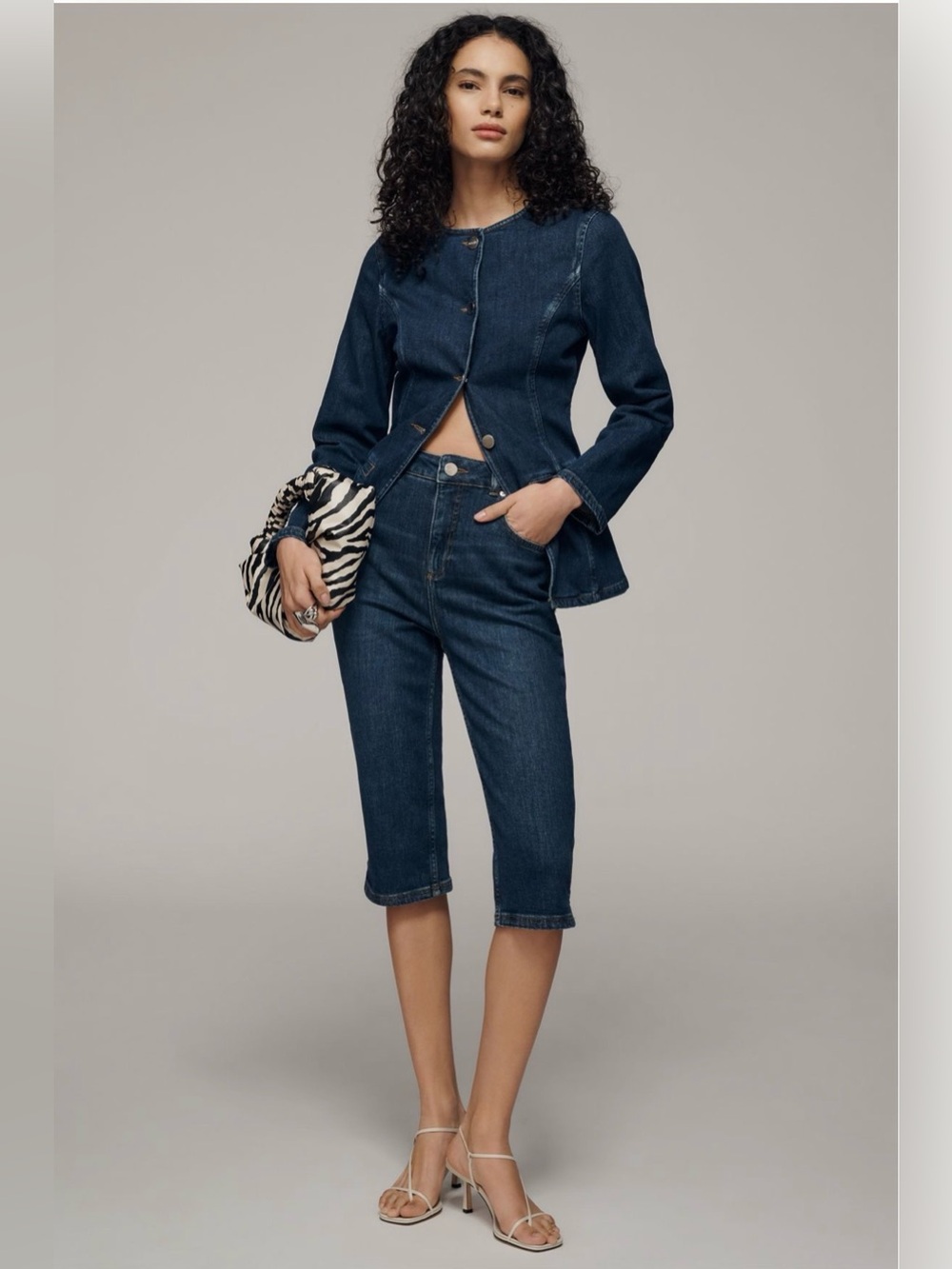 Aligne Gracey High Rise Denim Pedal Pusher Capris